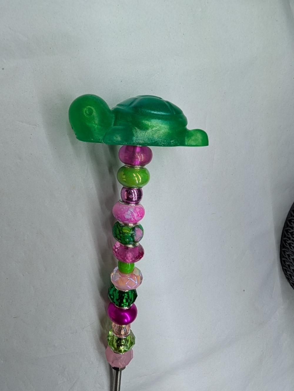 Beaded Fairy Wand/Plant/Garden Stake W/Resin Turtle Topper 🐢 - Picture 2 of 4
